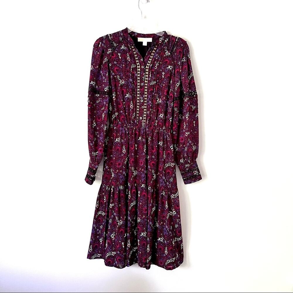 Michael Kors Burgundy Paisley Dress Size 2 - Work or Night Out - Picture 5 of 14